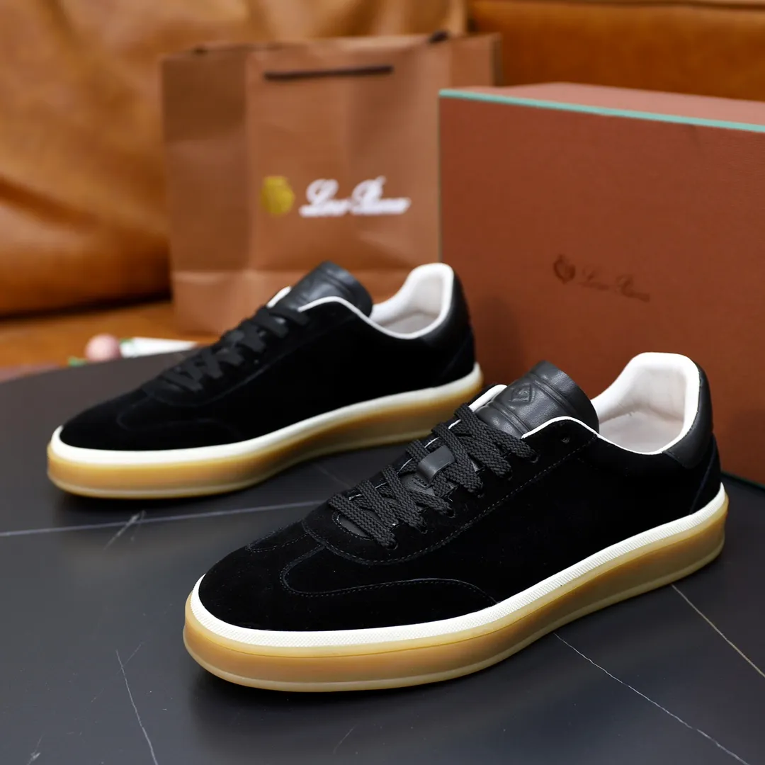 Men's Men's Shoes💰540💰••New Products•• LoroPian*_Noyo-Pianya New men's casual moral training sneakers, LP lace-up casual shoes!  Made of original imported soft cowhide and suede fabric, it highlights the sporty style. The heel is decorated with logo embossing and the original molding. The raw rubber translucent sole combined with the color welt adds a sense of modernity to the shoe. The shoe is overall refreshing and easy to match with style. It has a full cowhide lining for the feet. The original box packaging at the counter comes with wooden balls and a dust bag! Size: 38-44 (.45 customized)